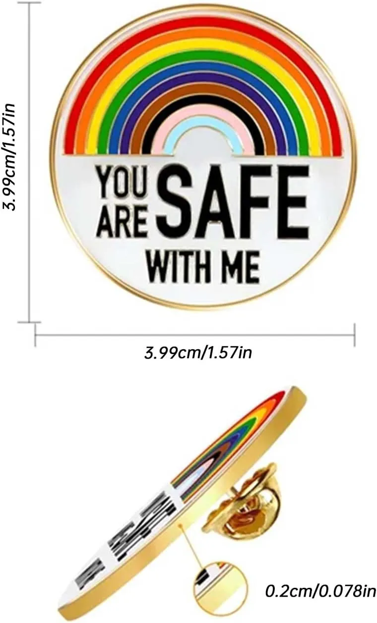 "You are SAFES with ME Pins Rainbow Brooch Lapel Enamel Pin Nurses Doctor Students Enamel Bouquet Brooches for Bridal (Yellow, One Size)