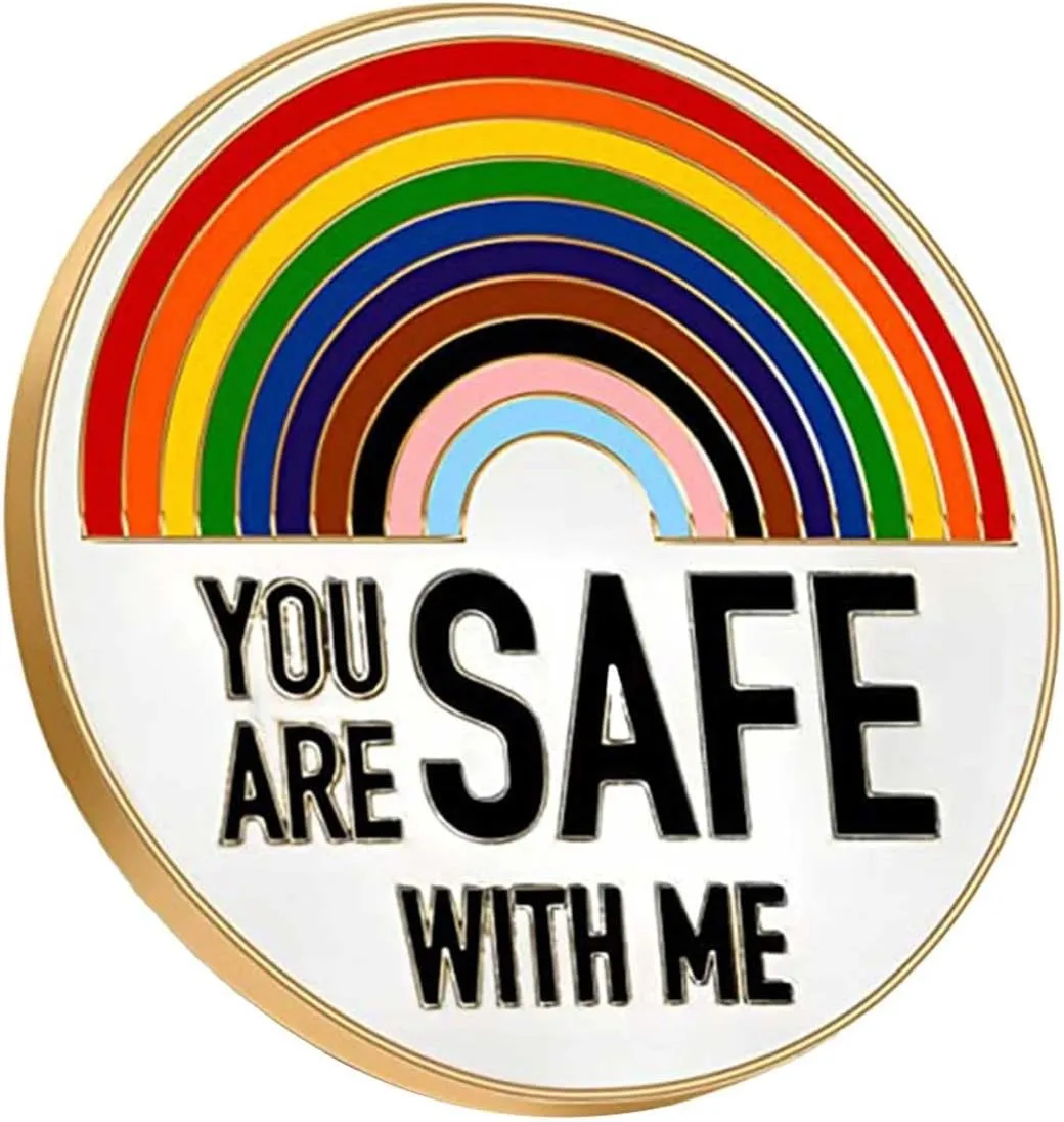 "You are SAFES with ME Pins Rainbow Brooch Lapel Enamel Pin Nurses Doctor Students Enamel Bouquet Brooches for Bridal (Yellow, One Size)