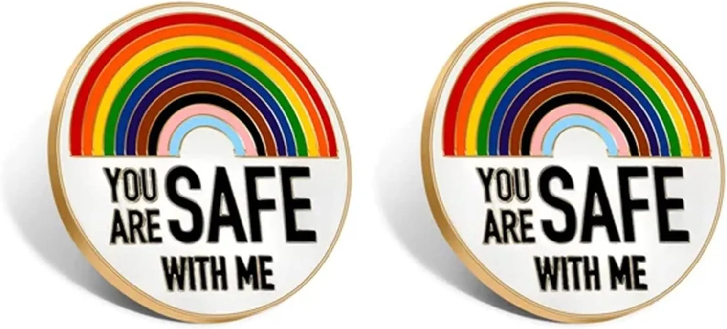 "You are SAFES with ME Pins Rainbow Brooch Lapel Enamel Pin Nurses Doctor Students Enamel Bouquet Brooches for Bridal (Yellow, One Size)