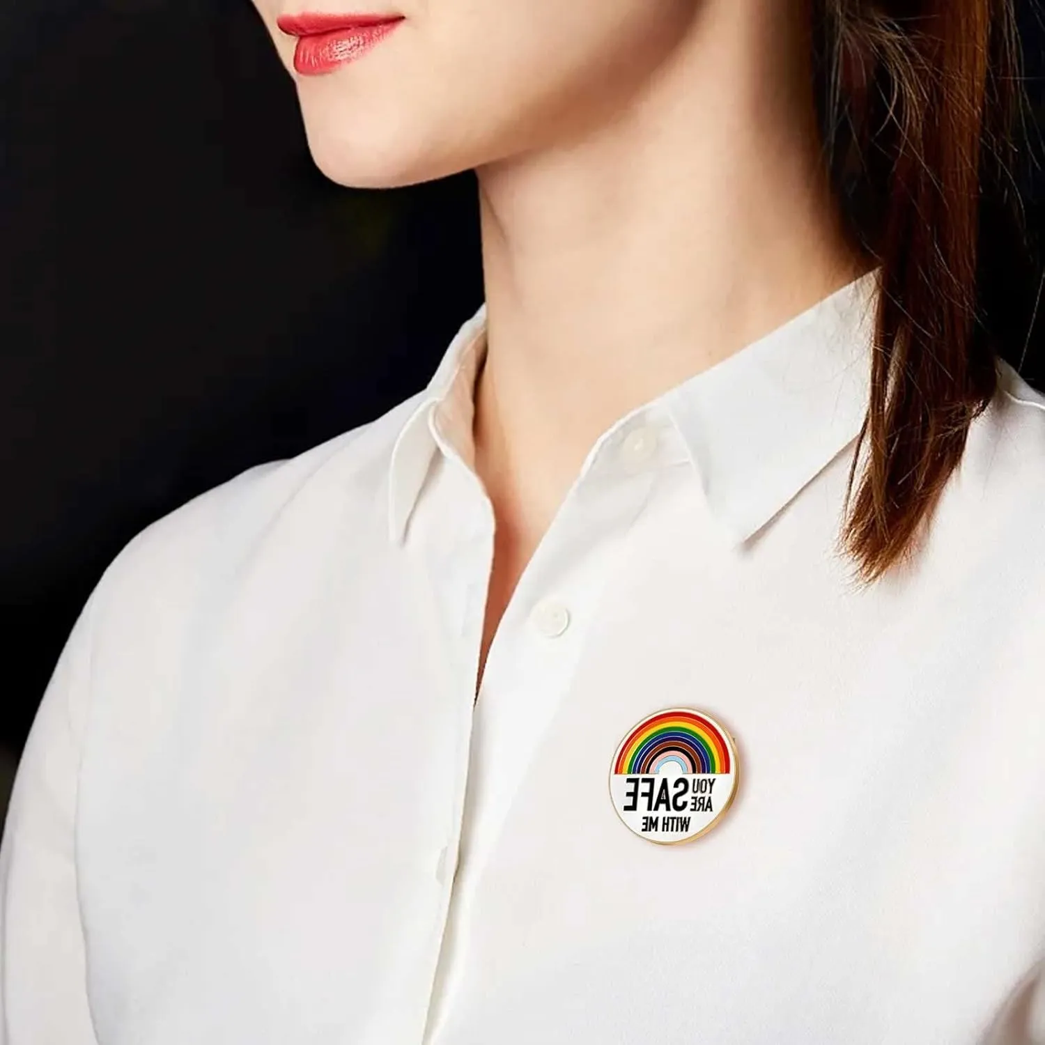 "You are SAFES with ME Pins Rainbow Brooch Lapel Enamel Pin Nurses Doctor Students Enamel Bouquet Brooches for Bridal (Yellow, One Size)