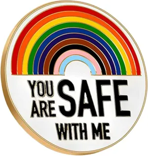 "You are SAFES with ME Pins Rainbow Brooch Lapel Enamel Pin Nurses Doctor Students Enamel Bouquet Brooches for Bridal (Yellow, One Size)