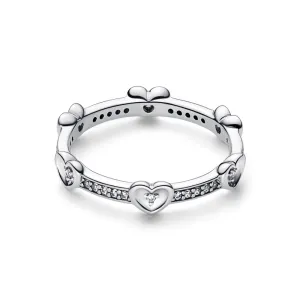Radiant Sparkling Hearts Ring