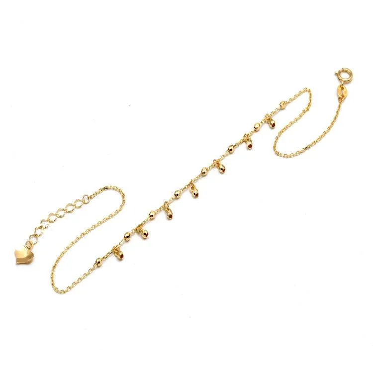 Real Gold Bead Balls Dangler Anklet, Adjustable Size - Model 6265 A1336
