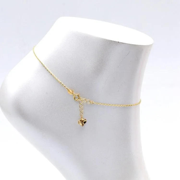 Real Gold Bead Balls Dangler Anklet, Adjustable Size - Model 6265 A1336