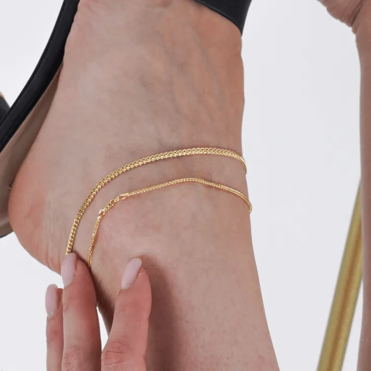 Real Gold Wide Wheat Anklet HSPRTDK 4170 (30 C.M) A1324