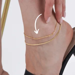 Real Gold Wide Wheat Anklet HSPRTDK 4170 (30 C.M) A1324