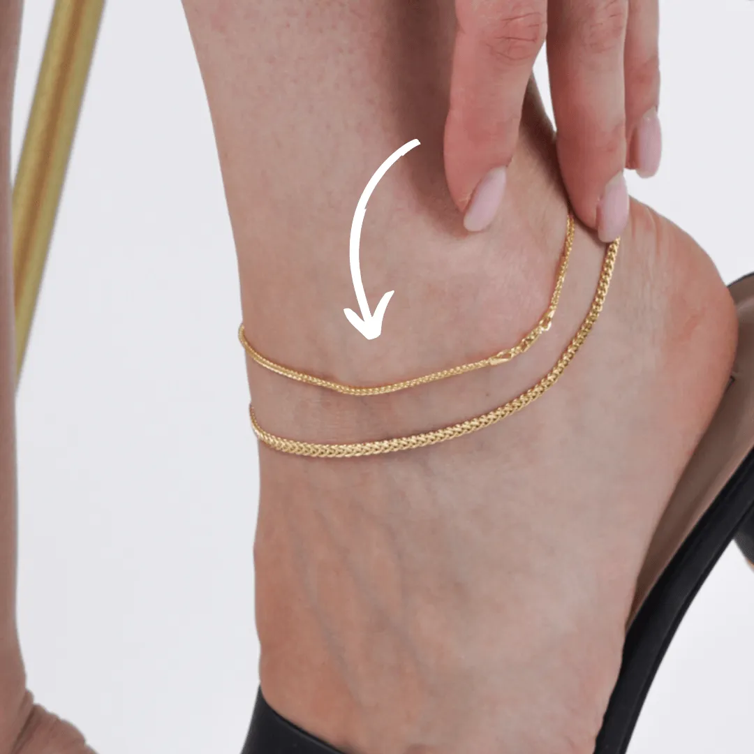 Real Gold Wide Wheat Anklet HSPRTDK 4170 (30 C.M) A1324