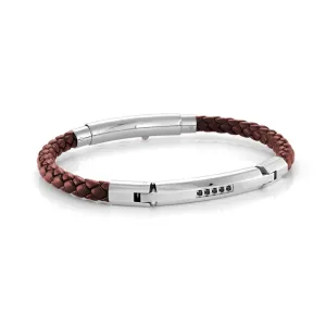 Red Leather Stainless Steel with CZ Bracelet | Italgem Steel