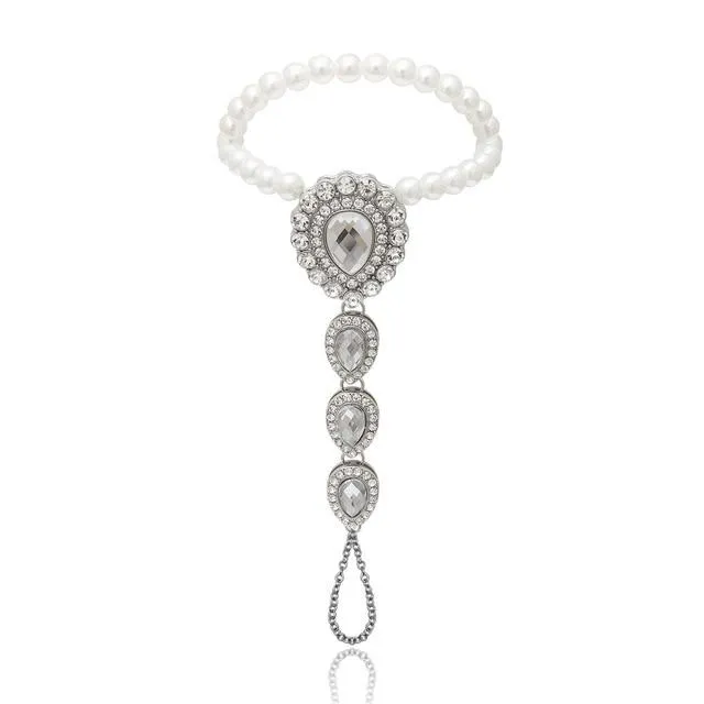 Rhinestone crystal pearls foot jewelry anklets for party wedding