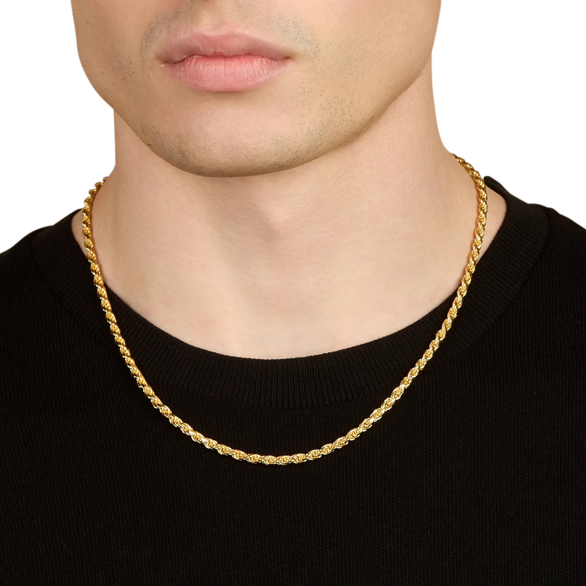 Rope Chain, Gold/Stainless Steel (3.5mm)