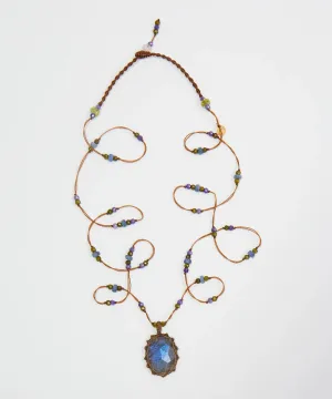 Sharing Tibetan Short Necklace Labradorite Blue