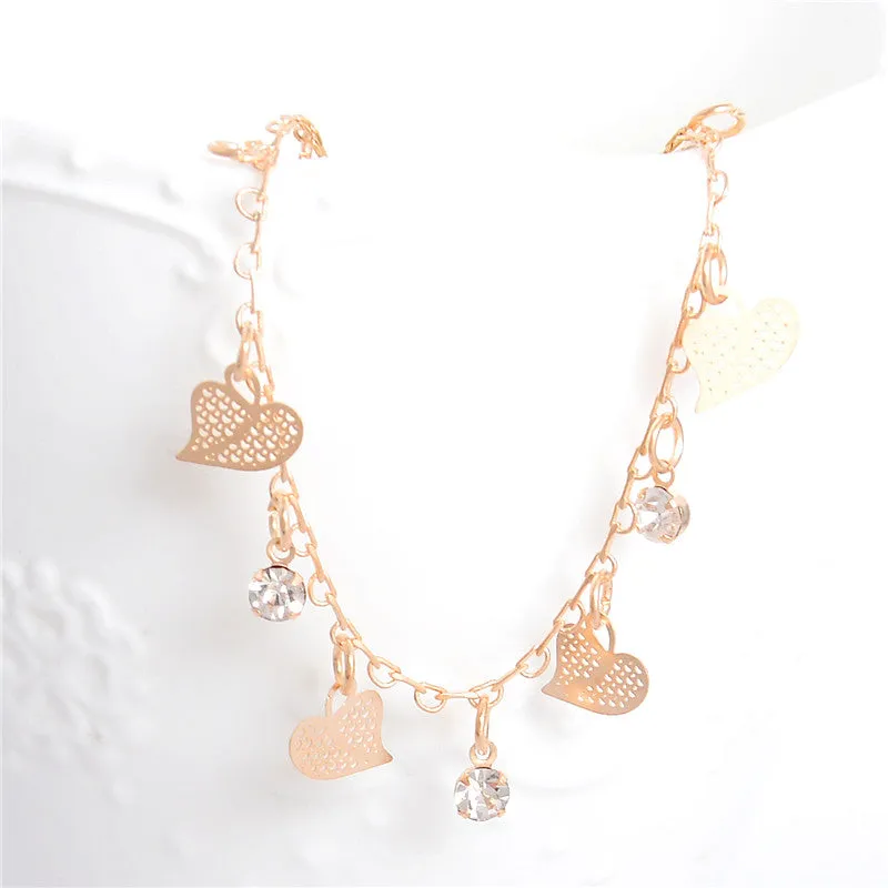SHUANGR Best Deal Women Beach Anklets Heart Crystal Rhinestone Ankle Chains Foot Jewelry Anklets Foot Chain Jewelry Gift 1PC