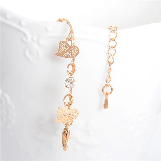 SHUANGR Best Deal Women Beach Anklets Heart Crystal Rhinestone Ankle Chains Foot Jewelry Anklets Foot Chain Jewelry Gift 1PC