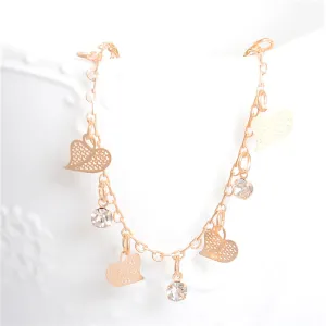 SHUANGR Best Deal Women Beach Anklets Heart Crystal Rhinestone Ankle Chains Foot Jewelry Anklets Foot Chain Jewelry Gift 1PC