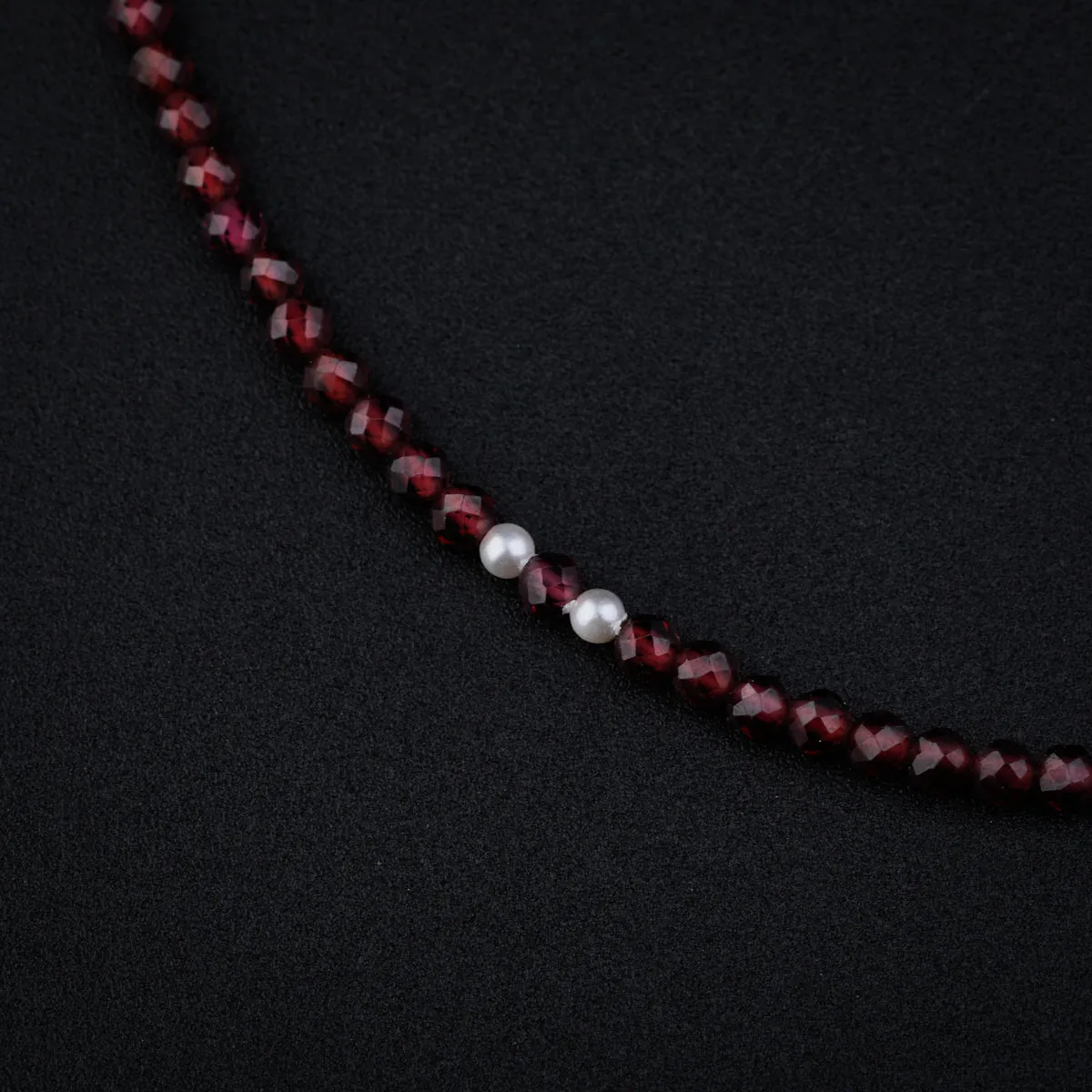 Silver Garnet and Pearl Anklet
