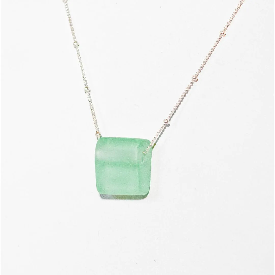 Simple Cube Sterling Necklace - USA