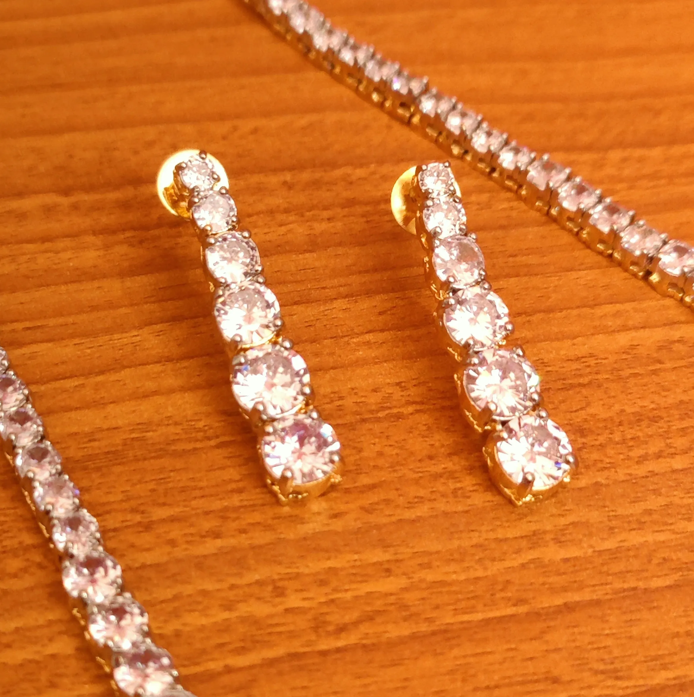 Single Line Diamond Elegant Necklace Set