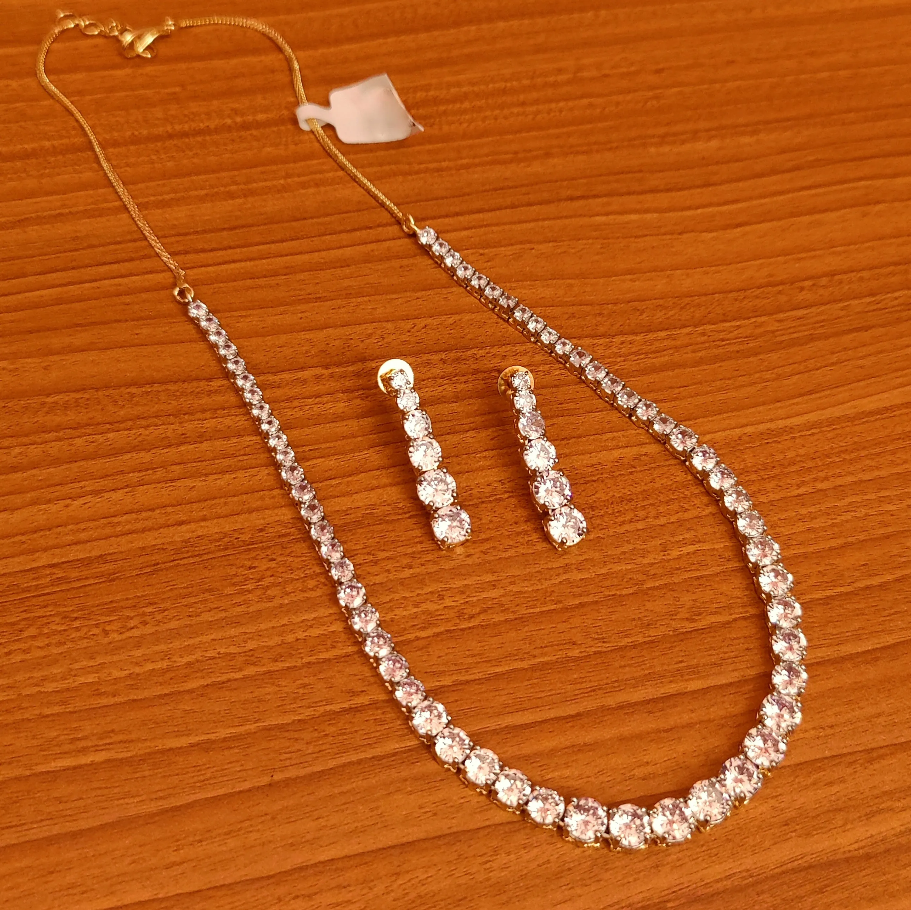 Single Line Diamond Elegant Necklace Set