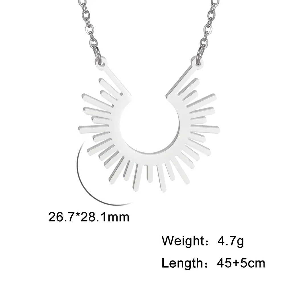 Skyrim Fashion Sun Ray Pendant Necklace for Women Chic Bohemian Jewelry