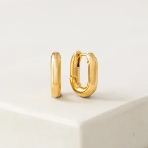 Small Paperclip Puff Hoop Earrings Gold