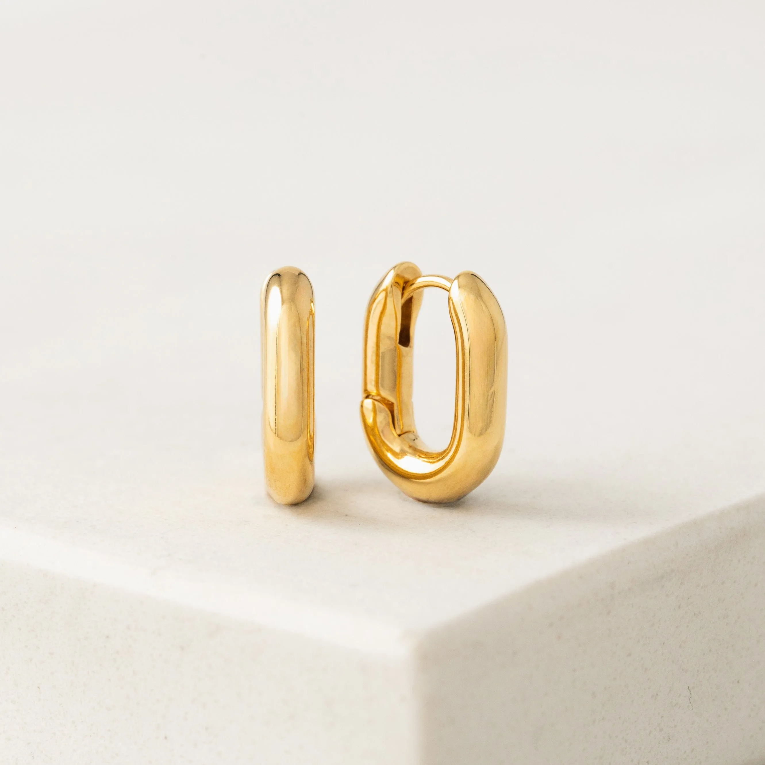 Small Paperclip Puff Hoop Earrings Gold