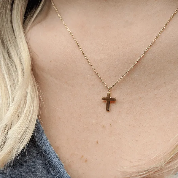 Small Yellow Gold Cross Necklace