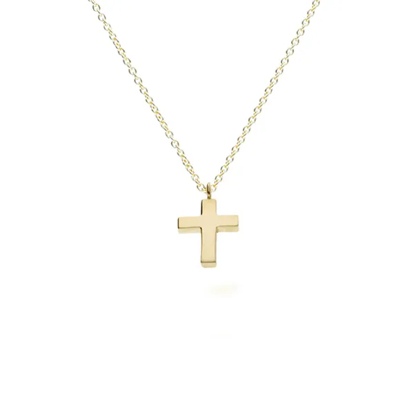 Small Yellow Gold Cross Necklace