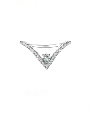 Sparkling Chevron Triangle Ring 925 Sterling Silver Cubic Zirconia Luxury Ring KESLEY