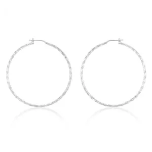 Sterling Silver Twisted 50mm Hoop Earrings