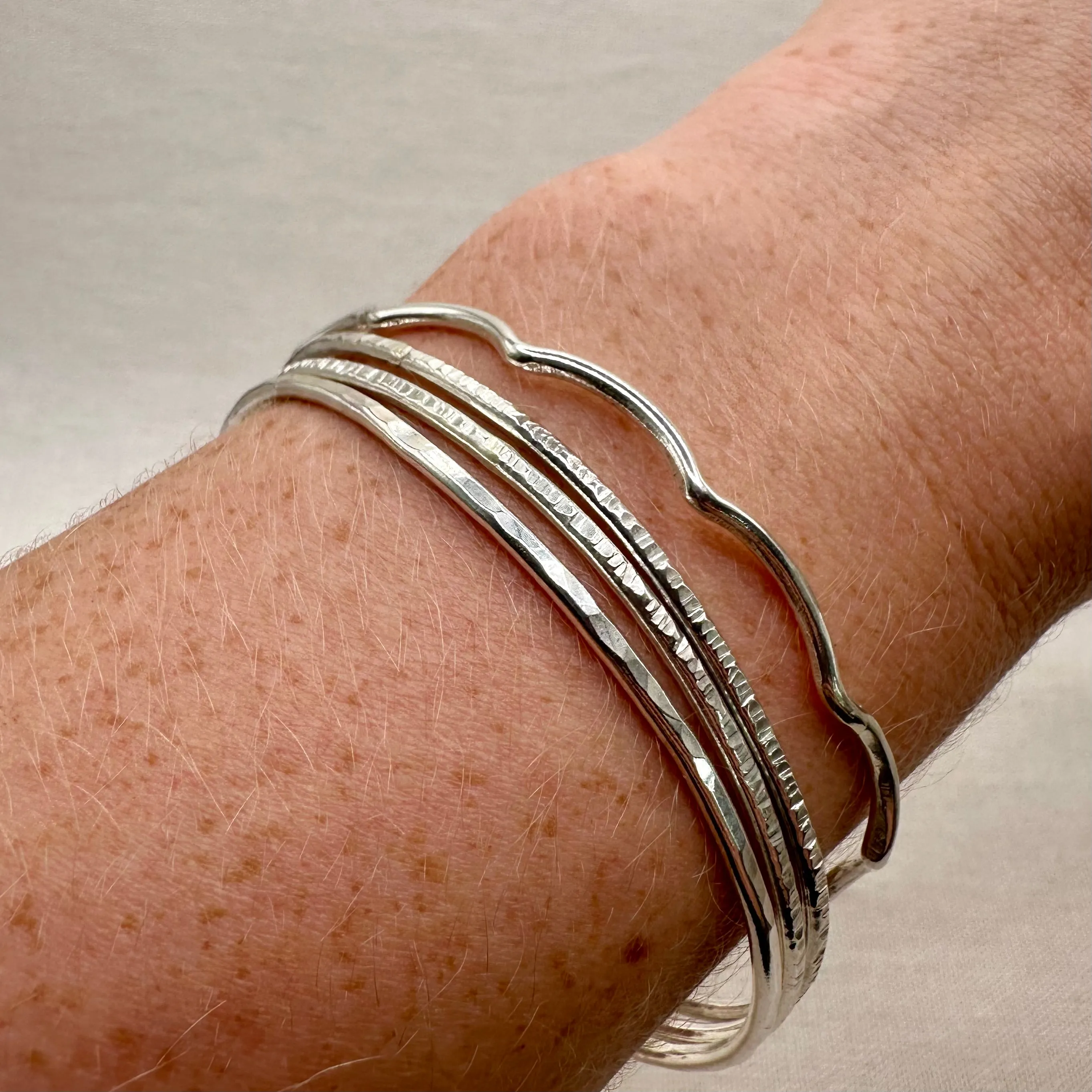 Sterling Silver Wave Bangle