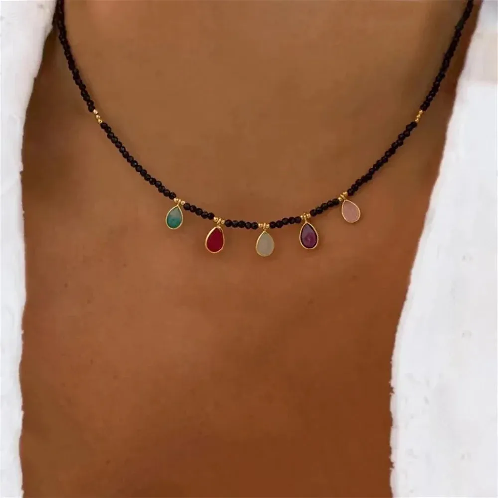 Summer Fashion Multilayer Handmade Necklace with Crystal Pendant