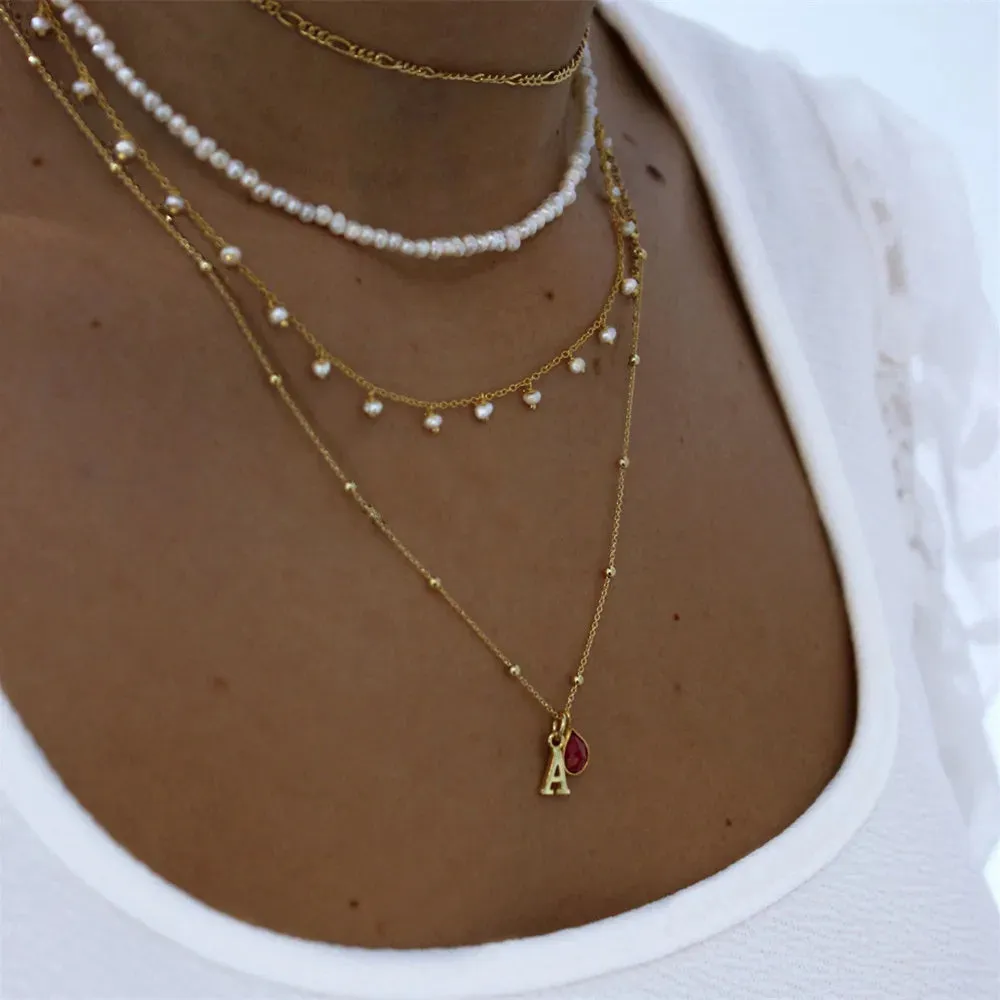 Summer Fashion Multilayer Handmade Necklace with Crystal Pendant