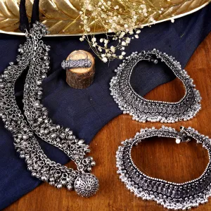 Teejh Krishika Metallic Silver Oxidized Jewelry Gift Set