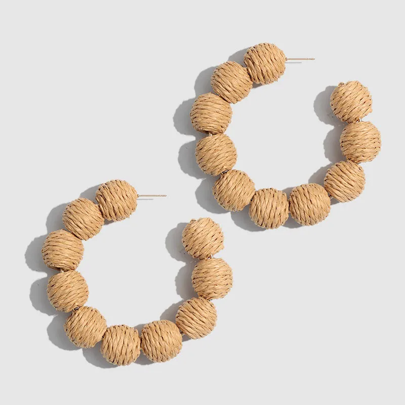 TEEK - Straw Beads Hoop Earrings