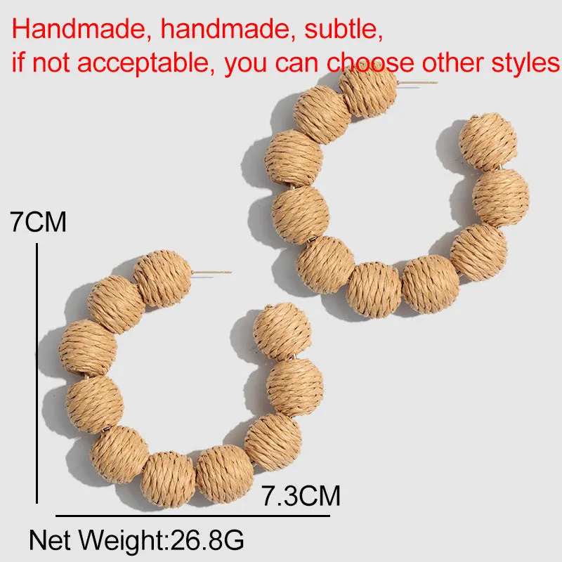 TEEK - Straw Beads Hoop Earrings