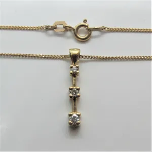 Three Stone Diamond Journey Pendant in Yellow Gold