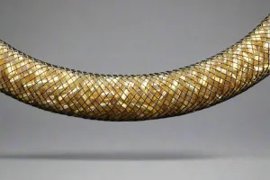 tubular bead filled necklace - gold