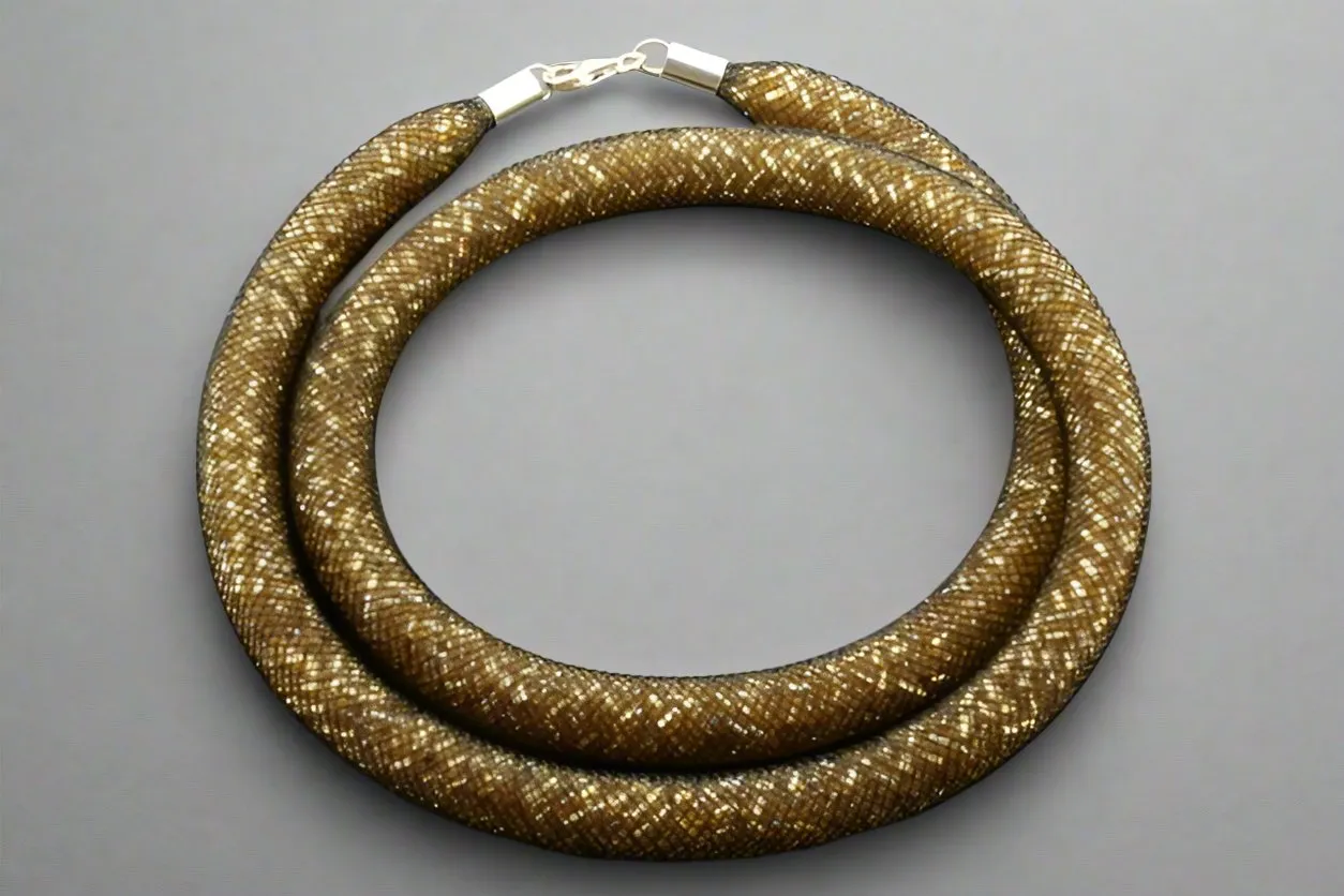tubular bead filled necklace - gold