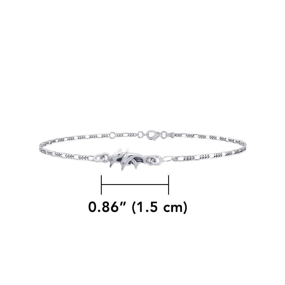 Twin Dolphins Silver Anklet TBG374