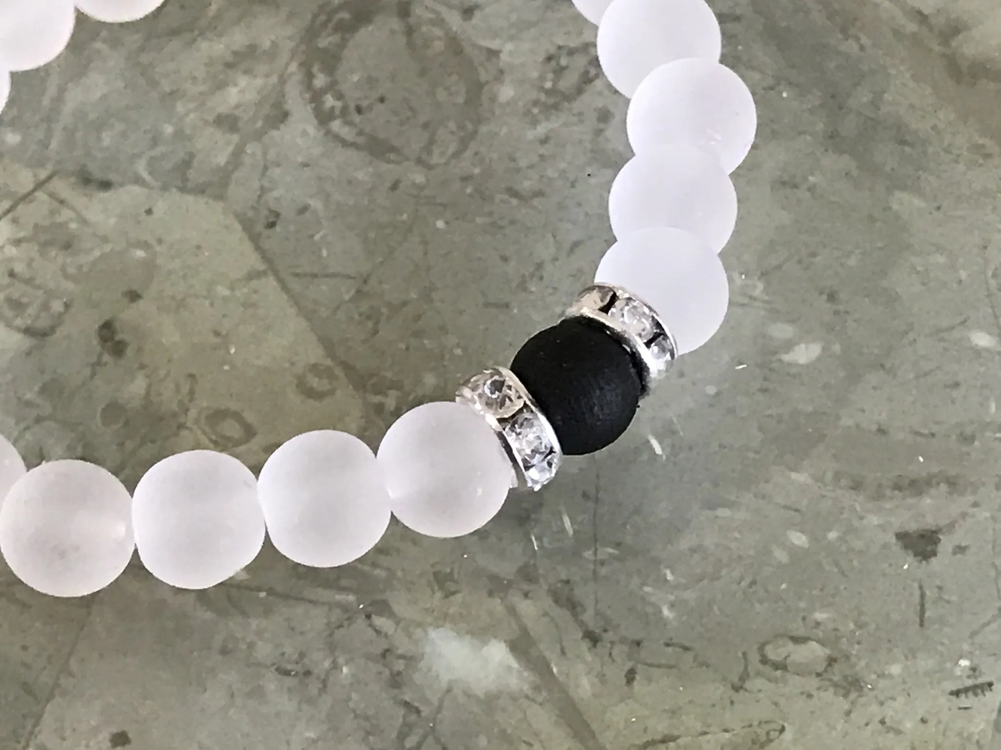 Two bracelets Natural Aquilaria agarwood & frosted glass beads