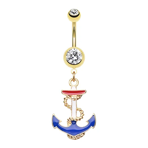 USA Anchor Belly Ring