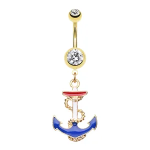USA Anchor Belly Ring
