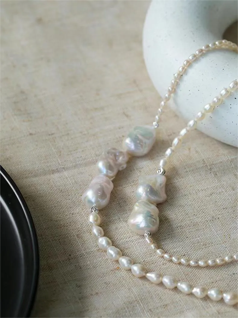 Vintage Elegant Natural Baroque Pearl Necklace