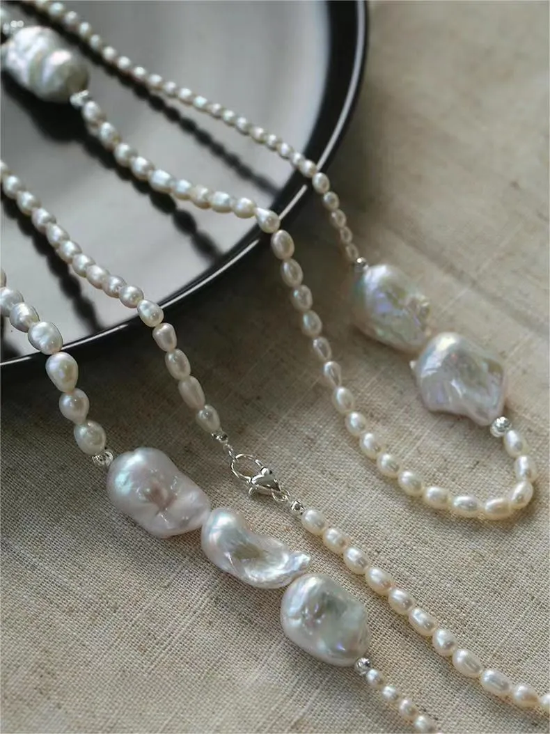 Vintage Elegant Natural Baroque Pearl Necklace