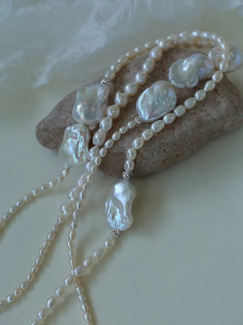 Vintage Elegant Natural Baroque Pearl Necklace