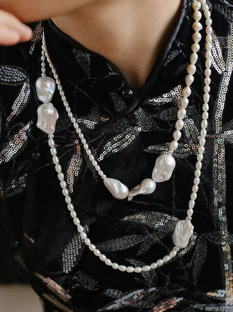 Vintage Elegant Natural Baroque Pearl Necklace