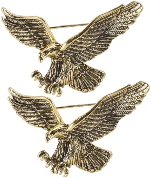 Vintage Hawk Brooch Pin for Men Women, 2Pcs 4th of July Animal Eagle Suit Pin Hawk Lapel Pin Badge Pin Party Nightclub Jewelry Gift for Independence Day Memorial Day Favor Golden
