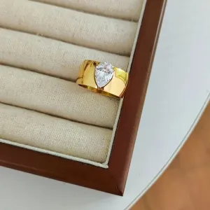 Waterdrop cz stone wide band rings