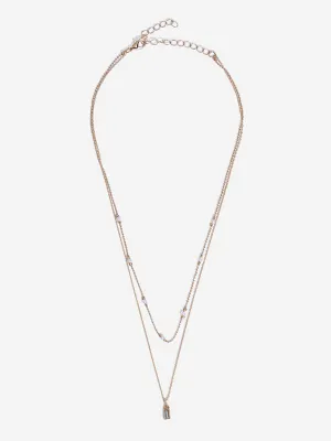 Westside Accessories Gold Pearl and Plain Chain Necklace - Pack of 2