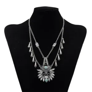 Wholesale Bohemian Alloy Rhinestone Flower Necklaces JDC-NE-Yunl012